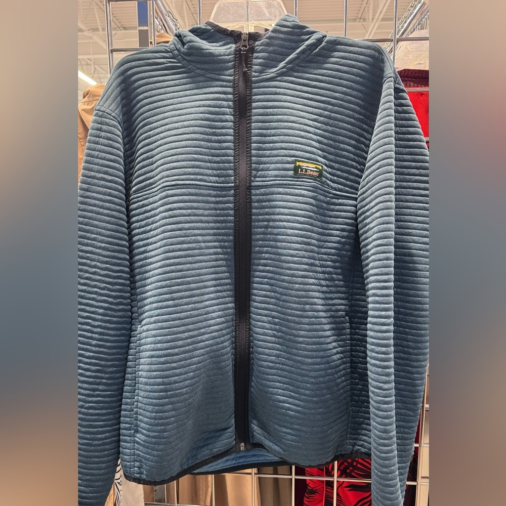 LL Bean Airlight Knit Blue Full-Zip Men's Hoodie No 507451